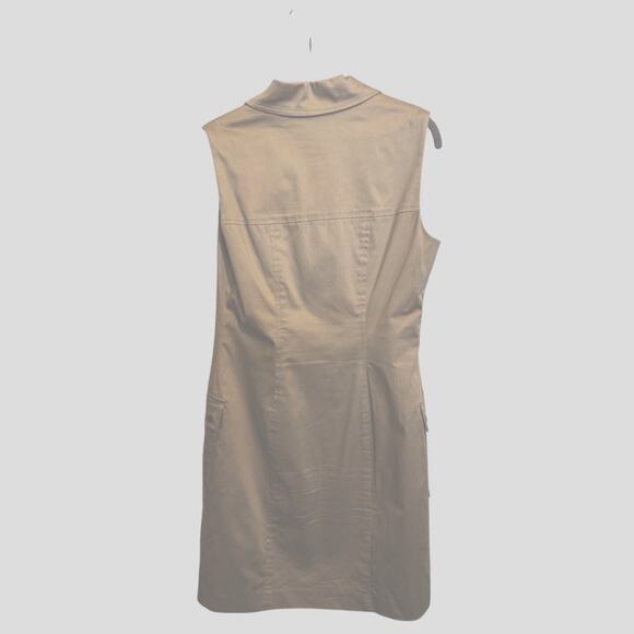 Sleeveless Double Breasted Trench Vest Dress Boho Western Lined Full Zip Snaps M - Picture 5 of 10